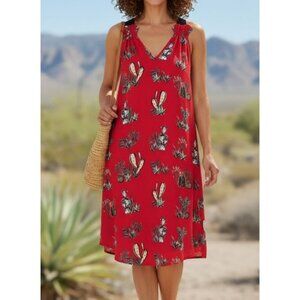 Karen Kane Cactus Print Womens Sleeveless Dress XL Red Casual Summer Design